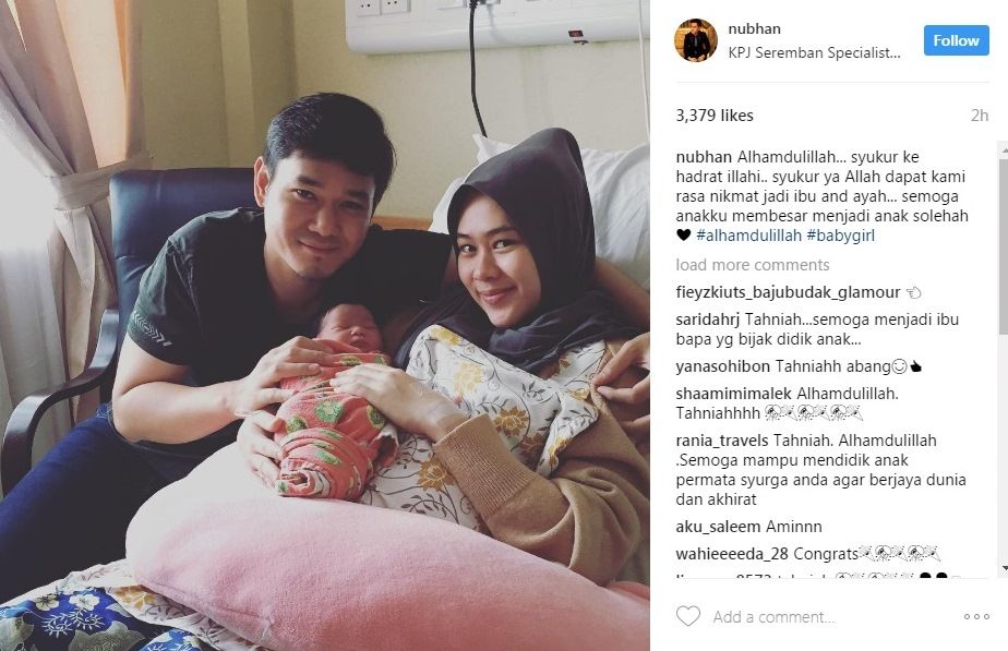 Tahniah Nubhan Af Dan Isteri Selamat Timang Cahaya Mata Perempuan